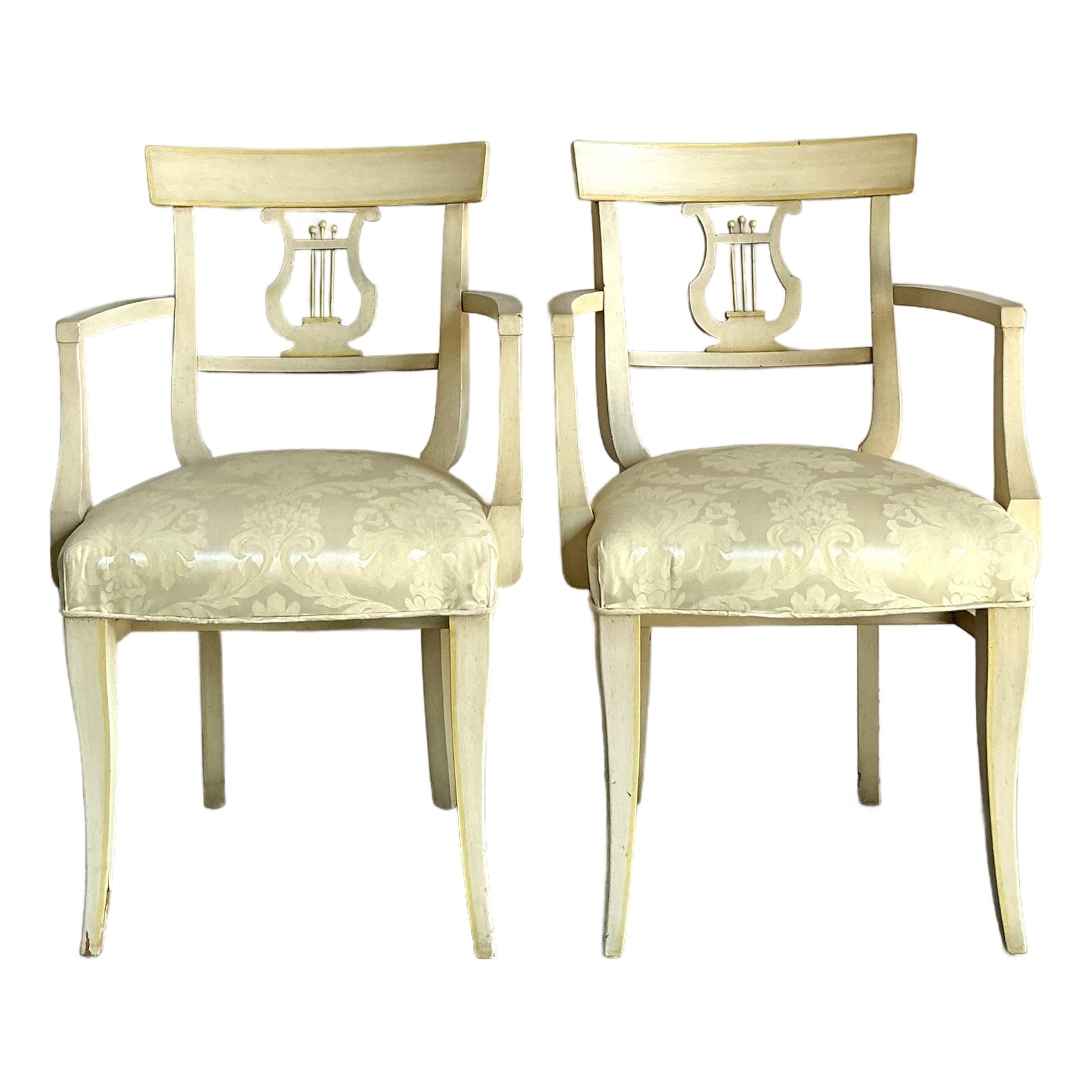 Vintage Regency Grosfeld House Lyre Back Klismos Chairs - A Pair