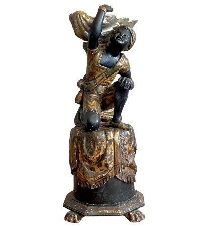 Vintage Regency Hand Carved Blackamoor Figure - Detail view