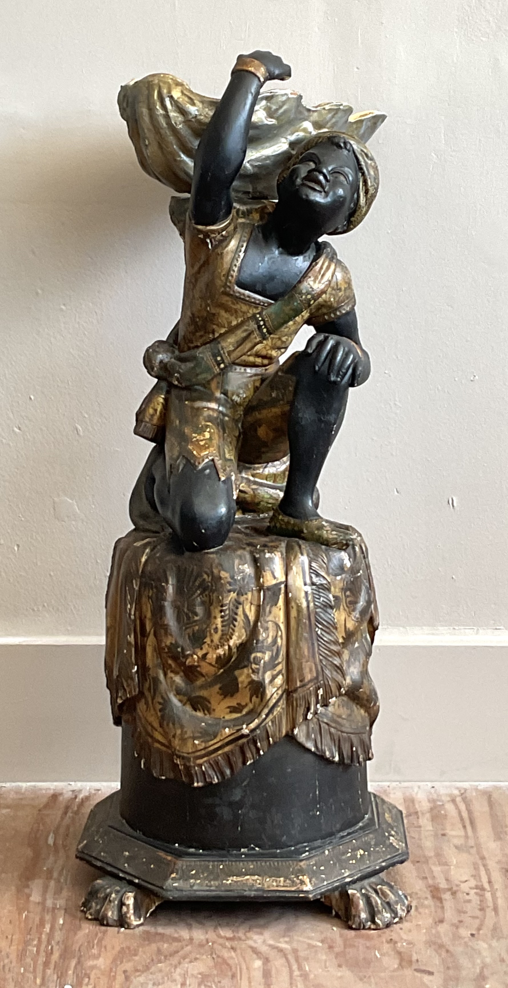 Vintage Regency Hand Carved Blackamoor Figure - Back view