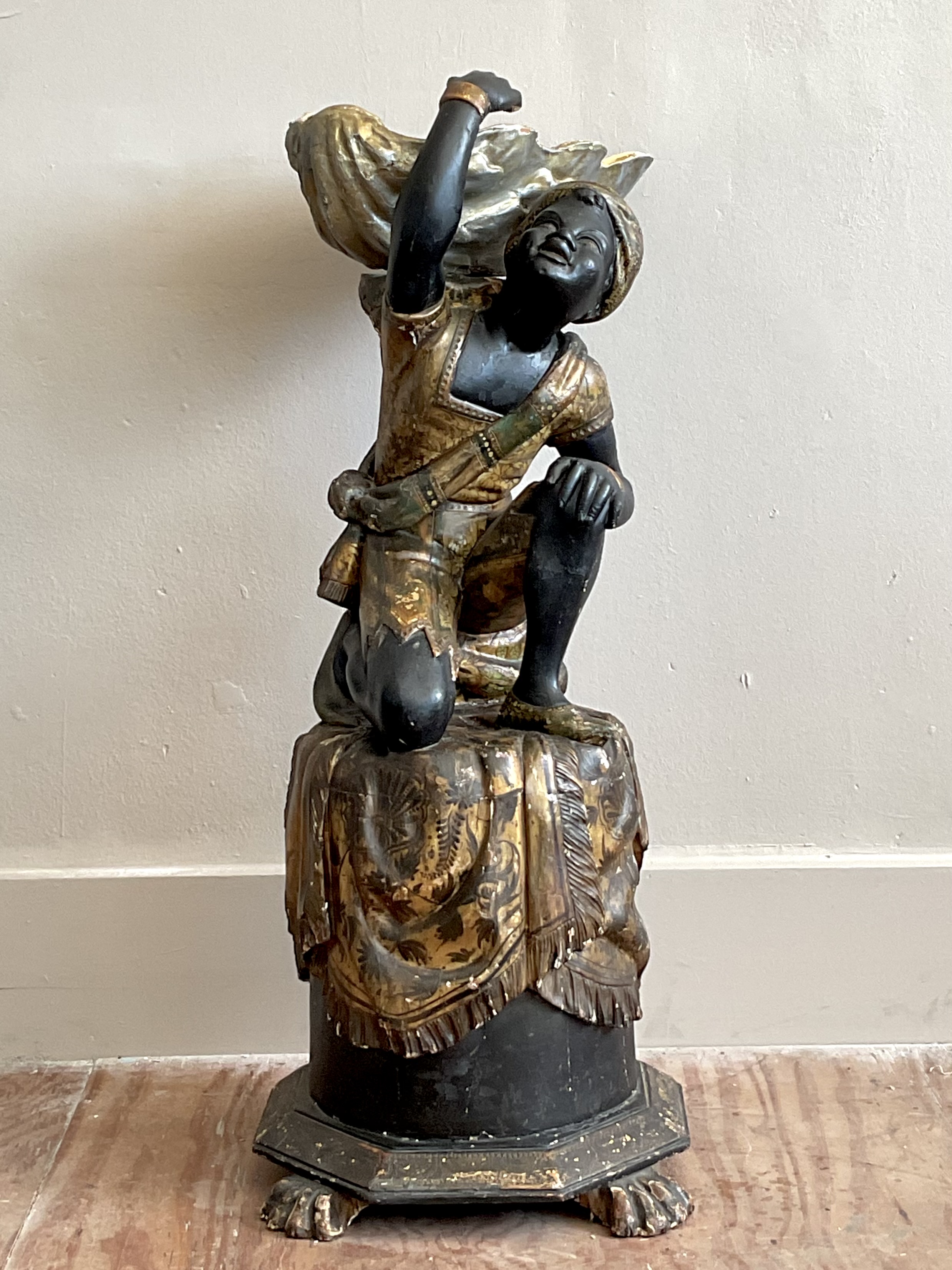 Vintage Regency Hand Carved Blackamoor Figure - Side view