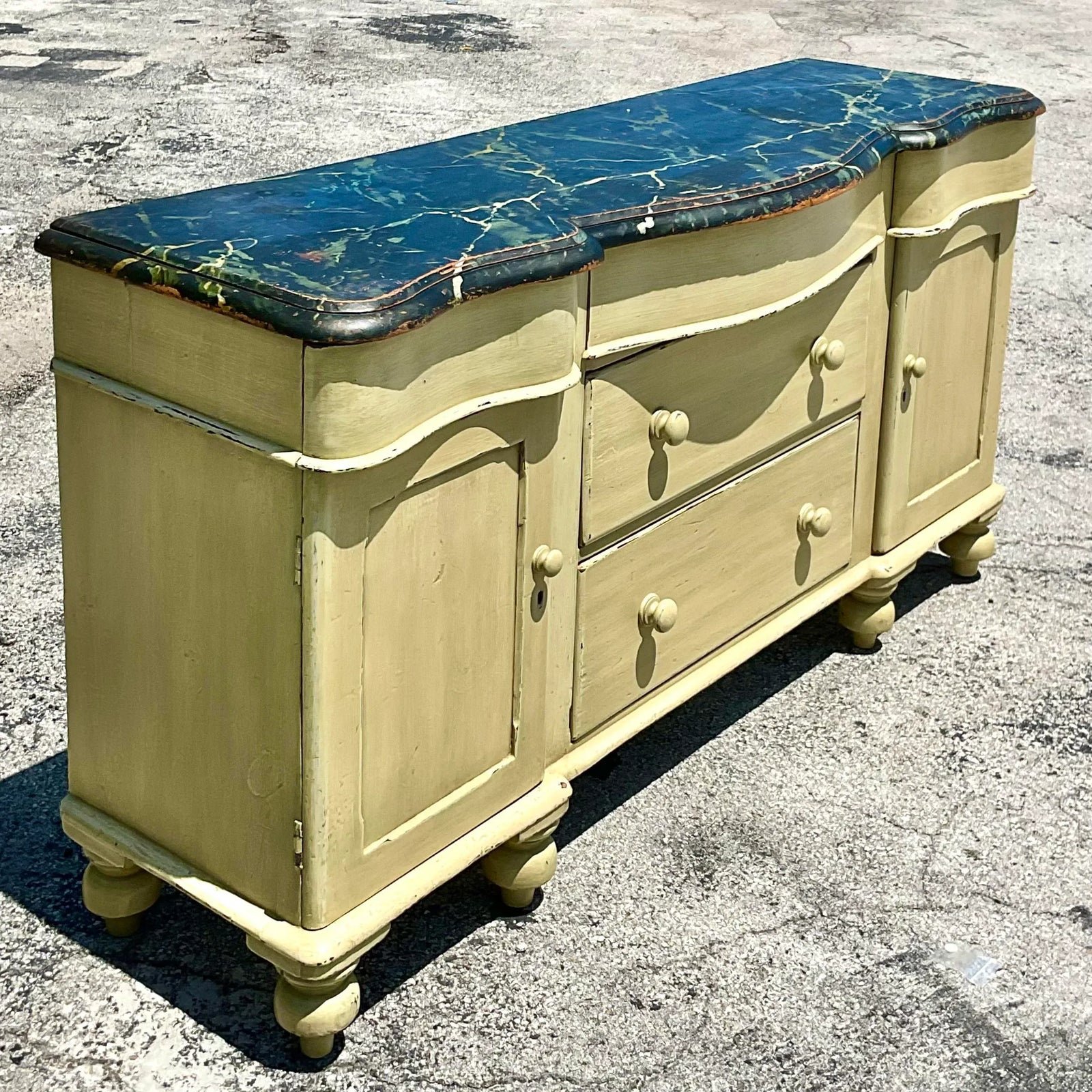Vintage Regency Hand Painted Credenza - Detail view