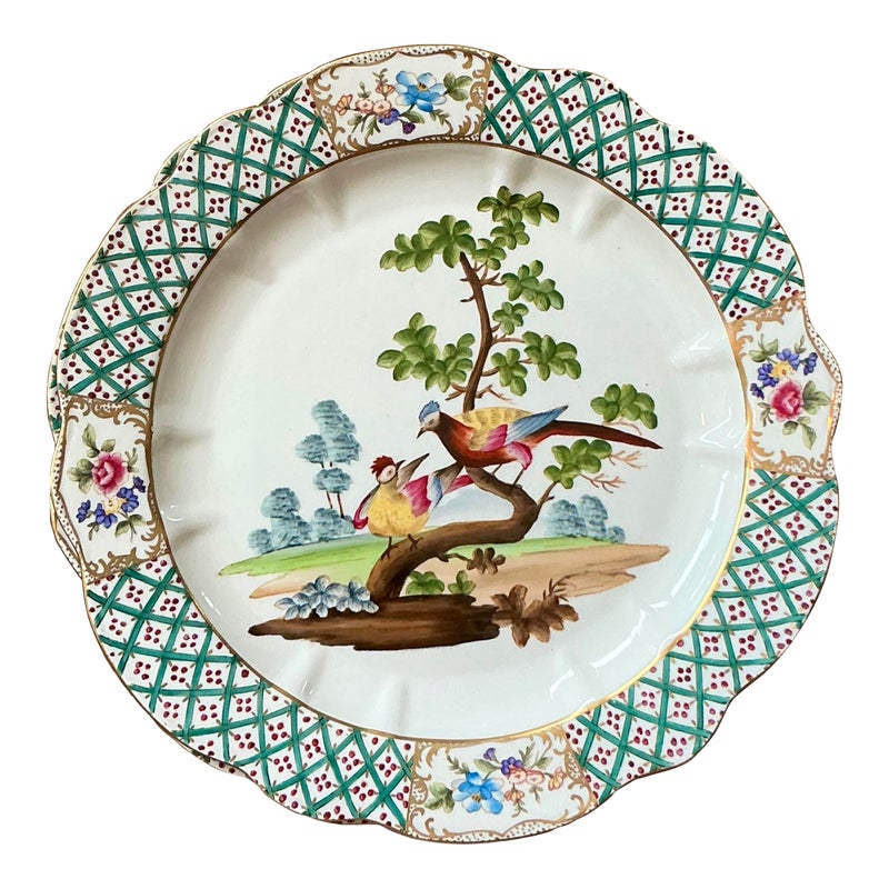 Vintage Regency Hand Painted Trellis Plates - A Pair