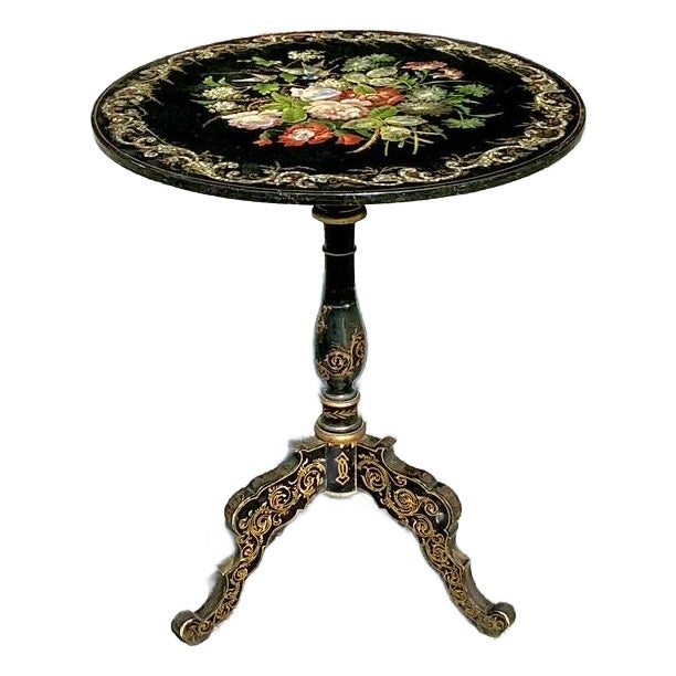 Vintage Regency Inlay Mother of Pearl Side Table - Back view