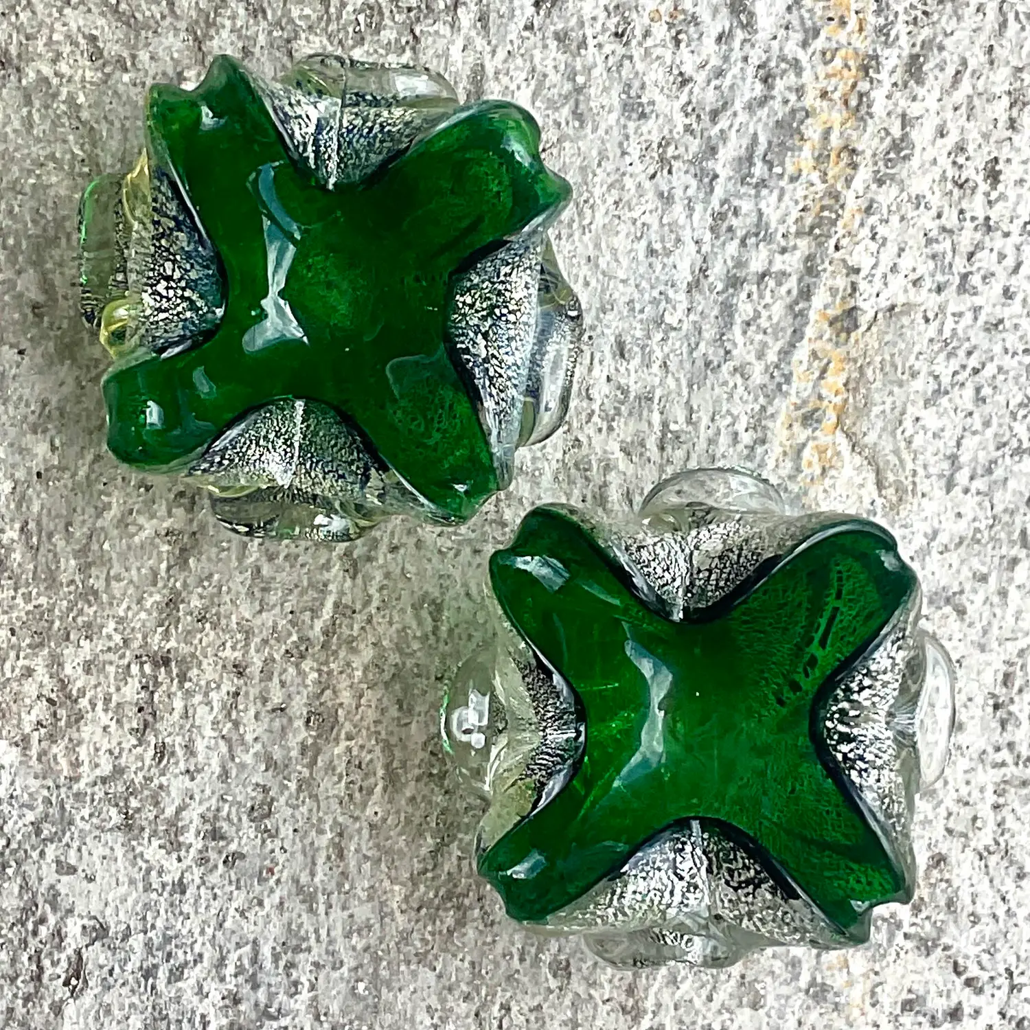 Vintage Regency Italian Glass Bowls After Murano- Set of 2 - Back view