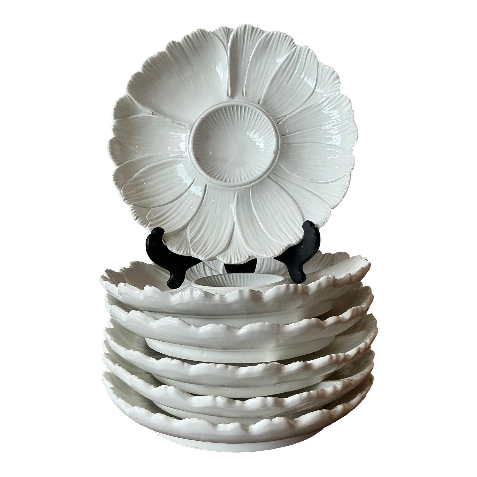 Vintage Regency Italian Glazed Ceramic Luncheon Plates - Set of 6 - Detail view