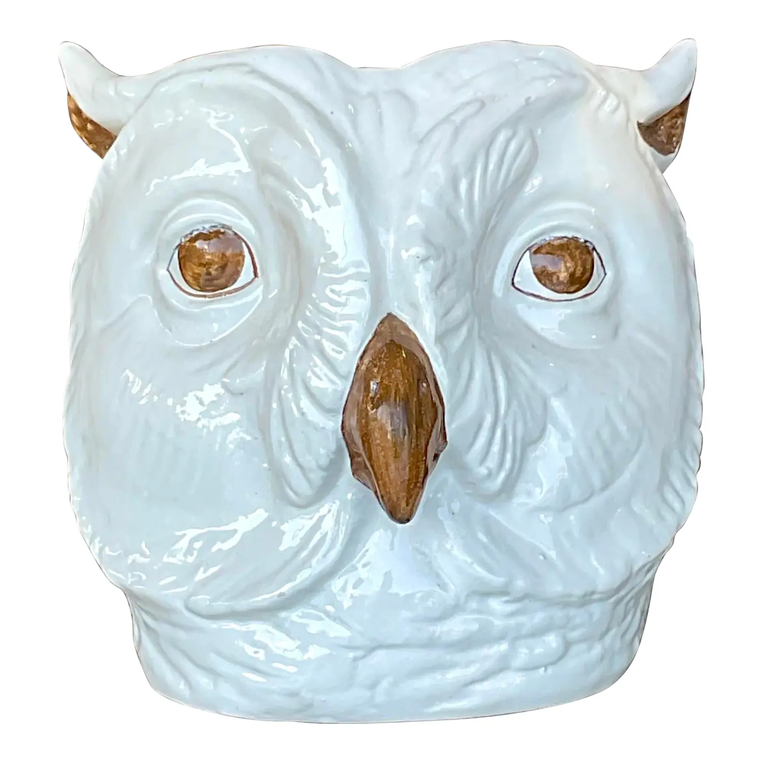 Vintage Regency Italian Hand Painted Owl Cache Pot