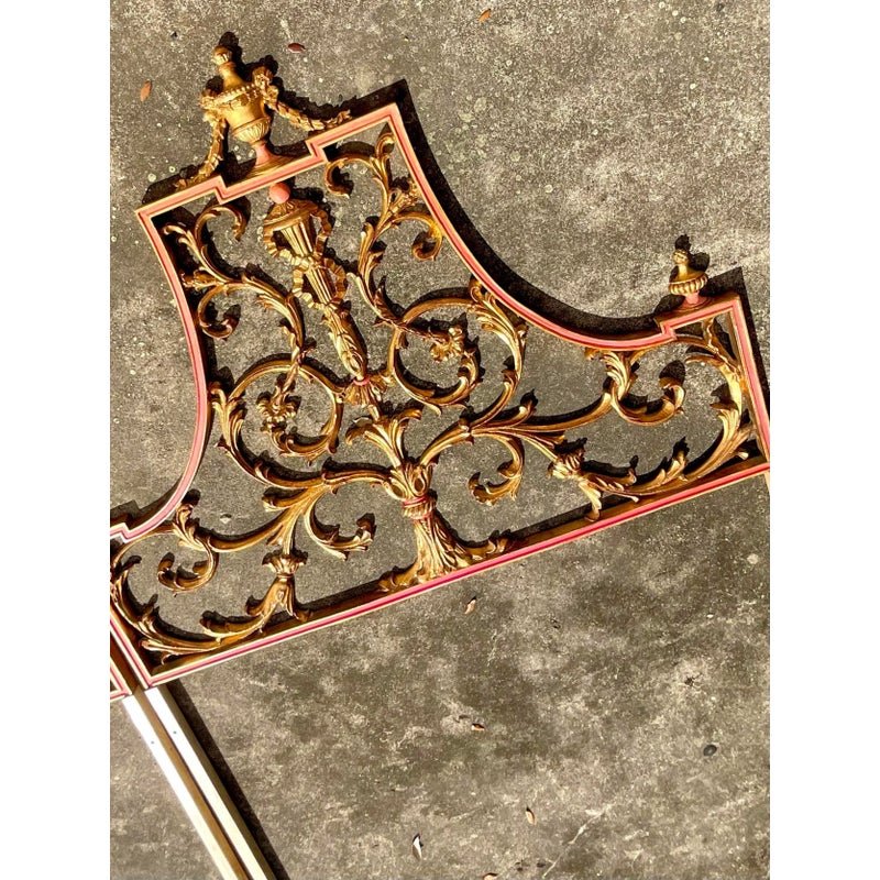 Vintage Regency Italian Palladio Gilt Twin Metal Headboards. - a Pair - Top view