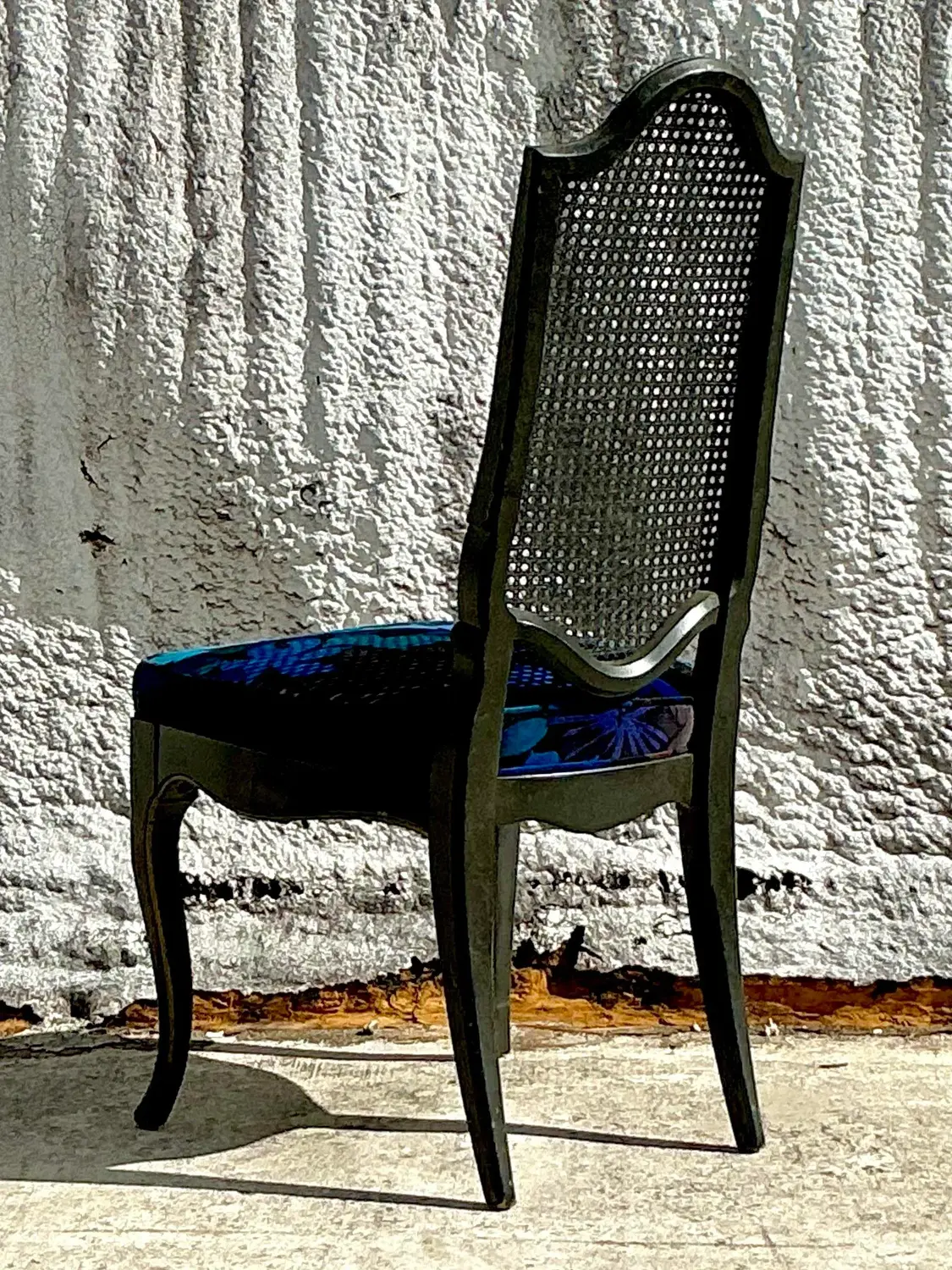 Vintage Regency Jack Lenor Larsen Cane Chair - Side view