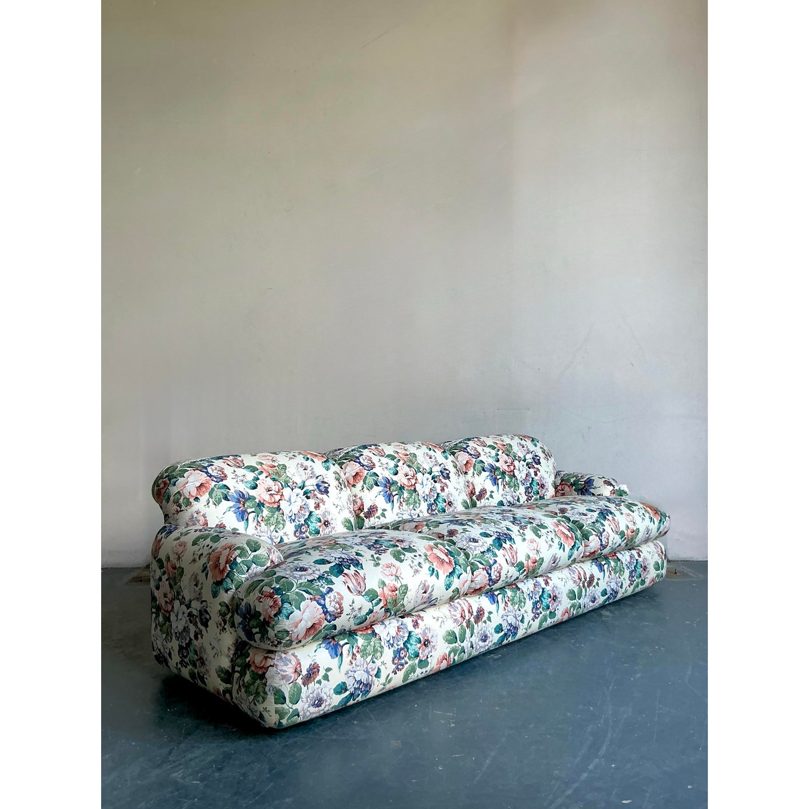 Vintage Regency Judith Norman Floral Sofa - Back view
