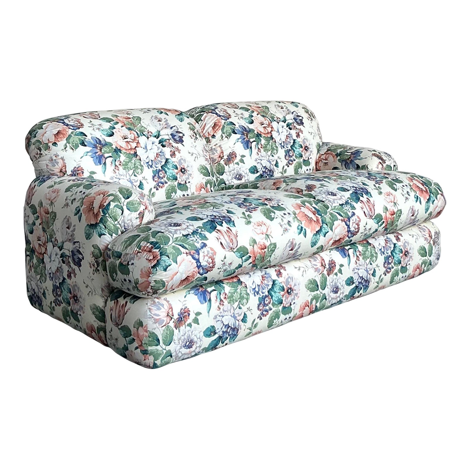 Vintage Regency Judith Norman Printed Floral Loveseat