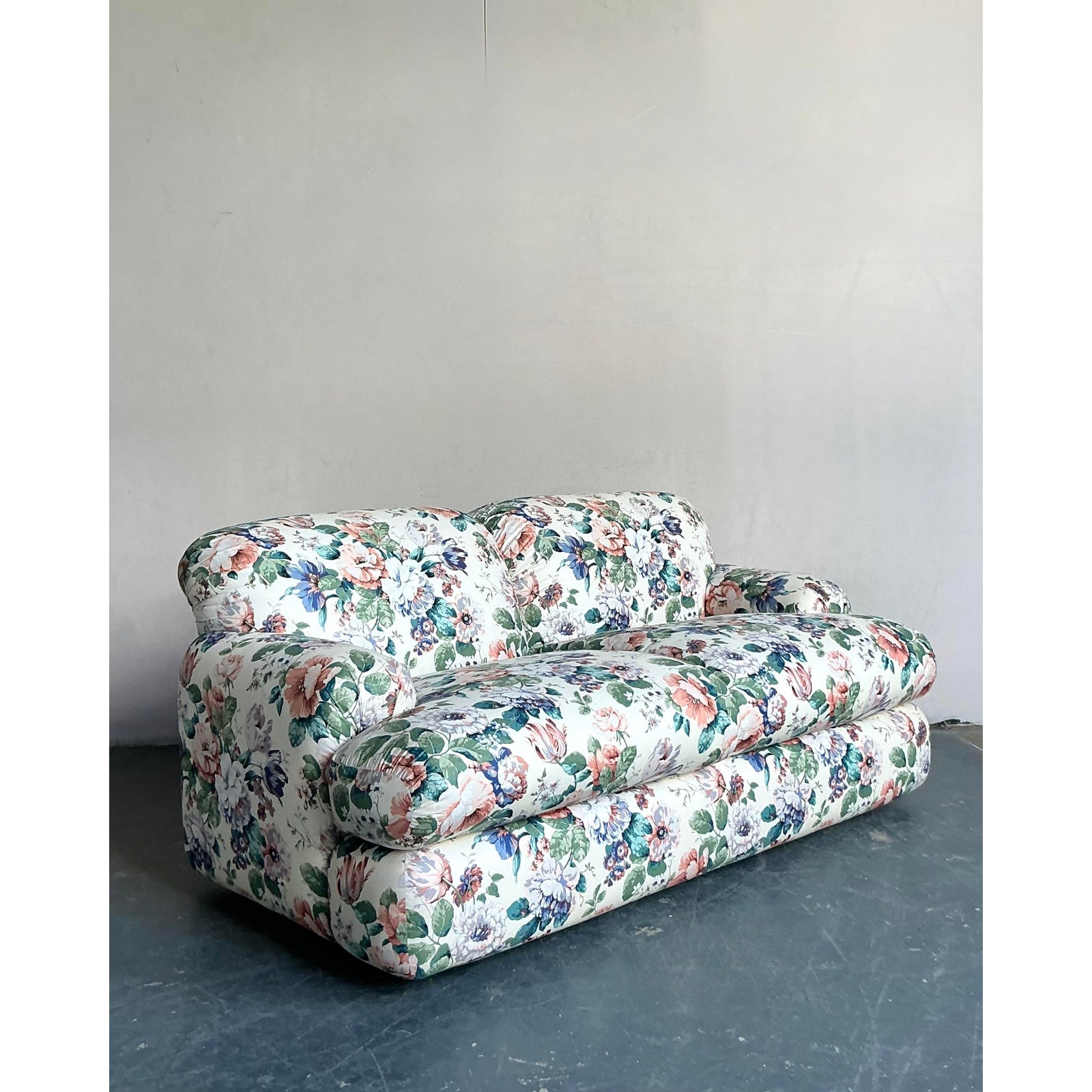 Vintage Regency Judith Norman Printed Floral Loveseat - Top view