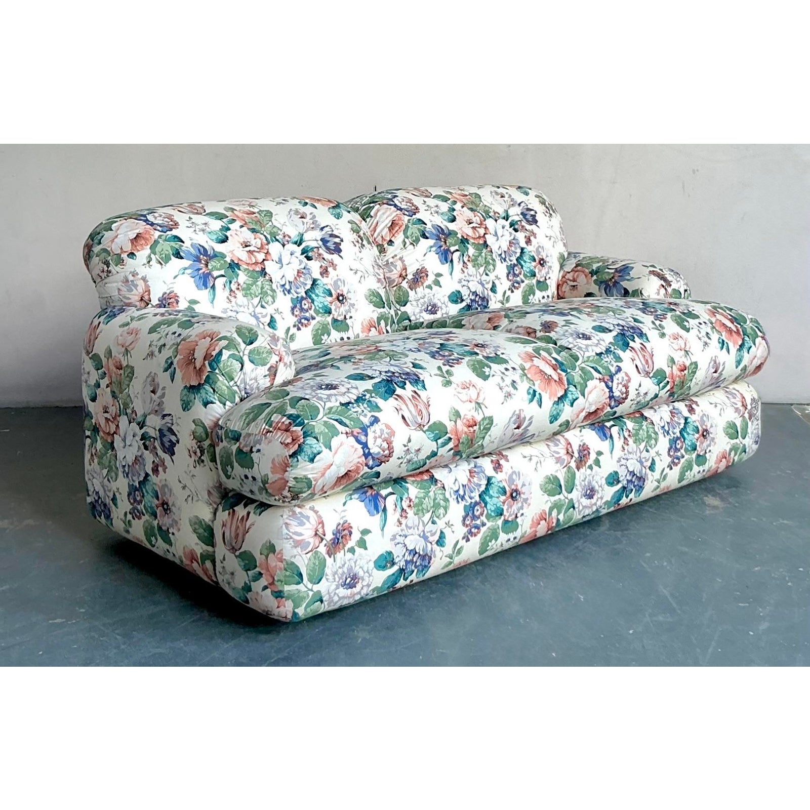 Vintage Regency Judith Norman Printed Floral Loveseat - Detail view