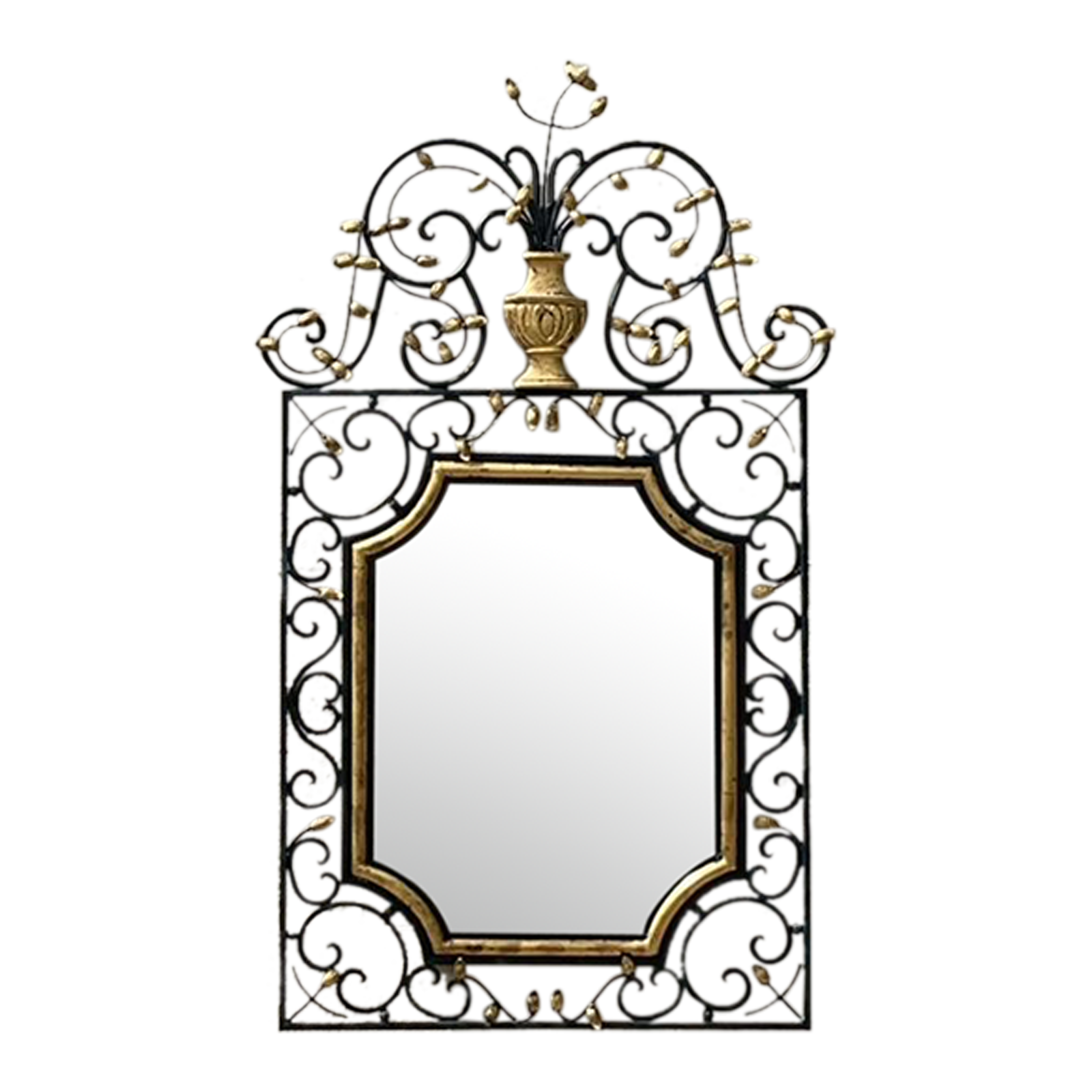 Vintage Regency Labarge Iron and Gilt Mirror