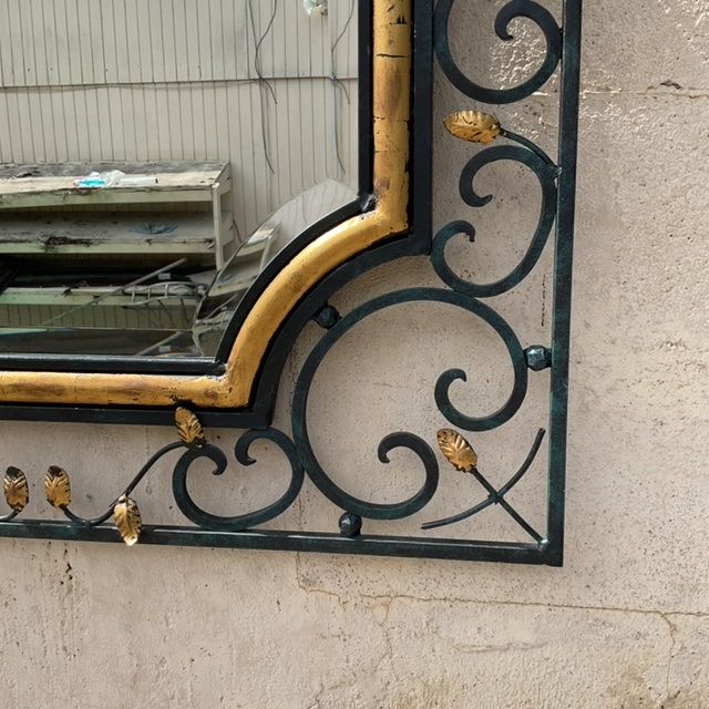 Vintage Regency Labarge Iron and Gilt Mirror - Detail view