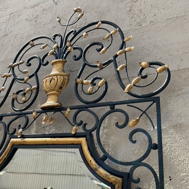 Vintage Regency Labarge Iron and Gilt Mirror - Side view