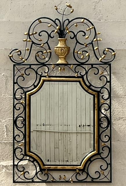 Vintage Regency Labarge Iron and Gilt Mirror - Back view