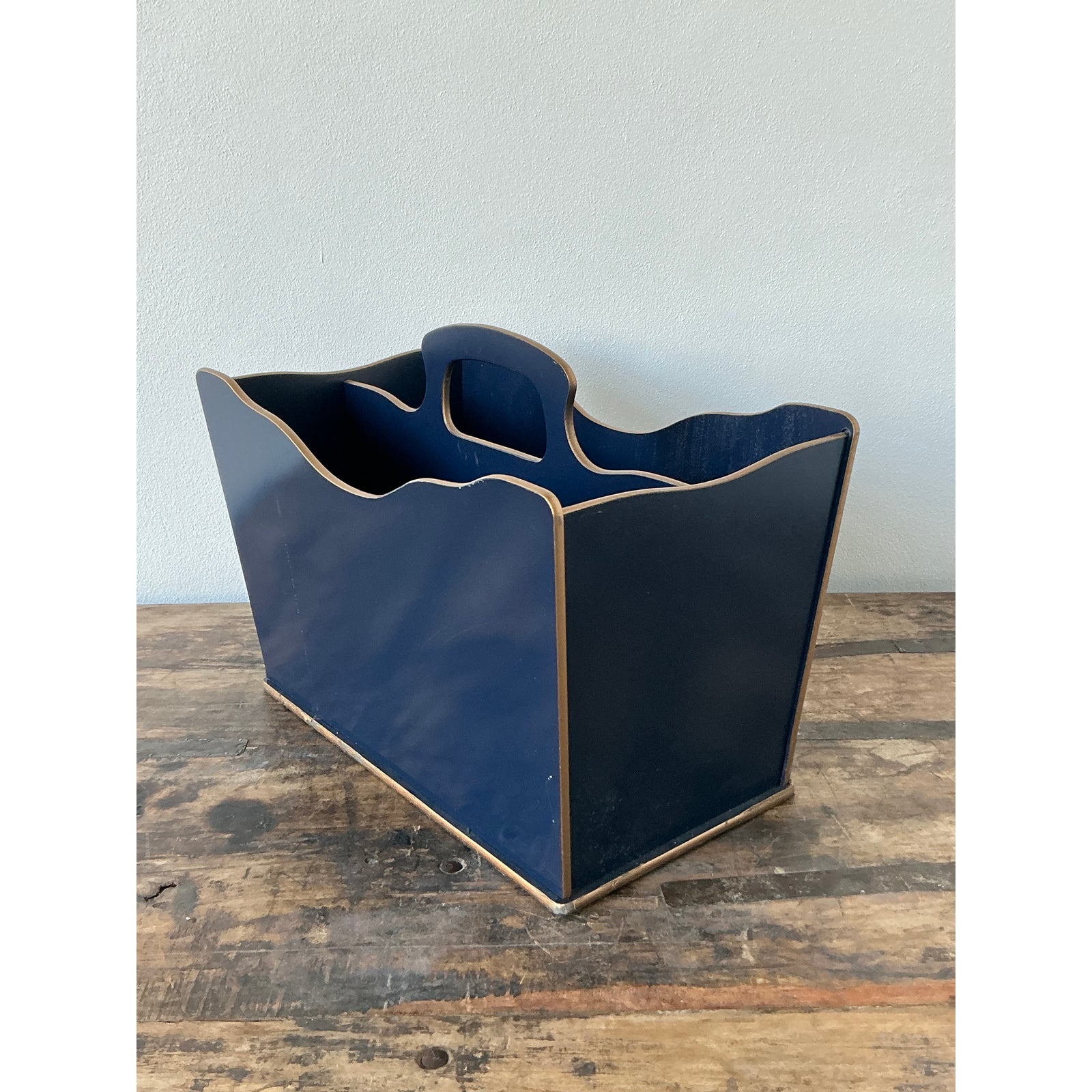 Vintage Regency Lacquered Sail Boat Newspaper Rack - Back view