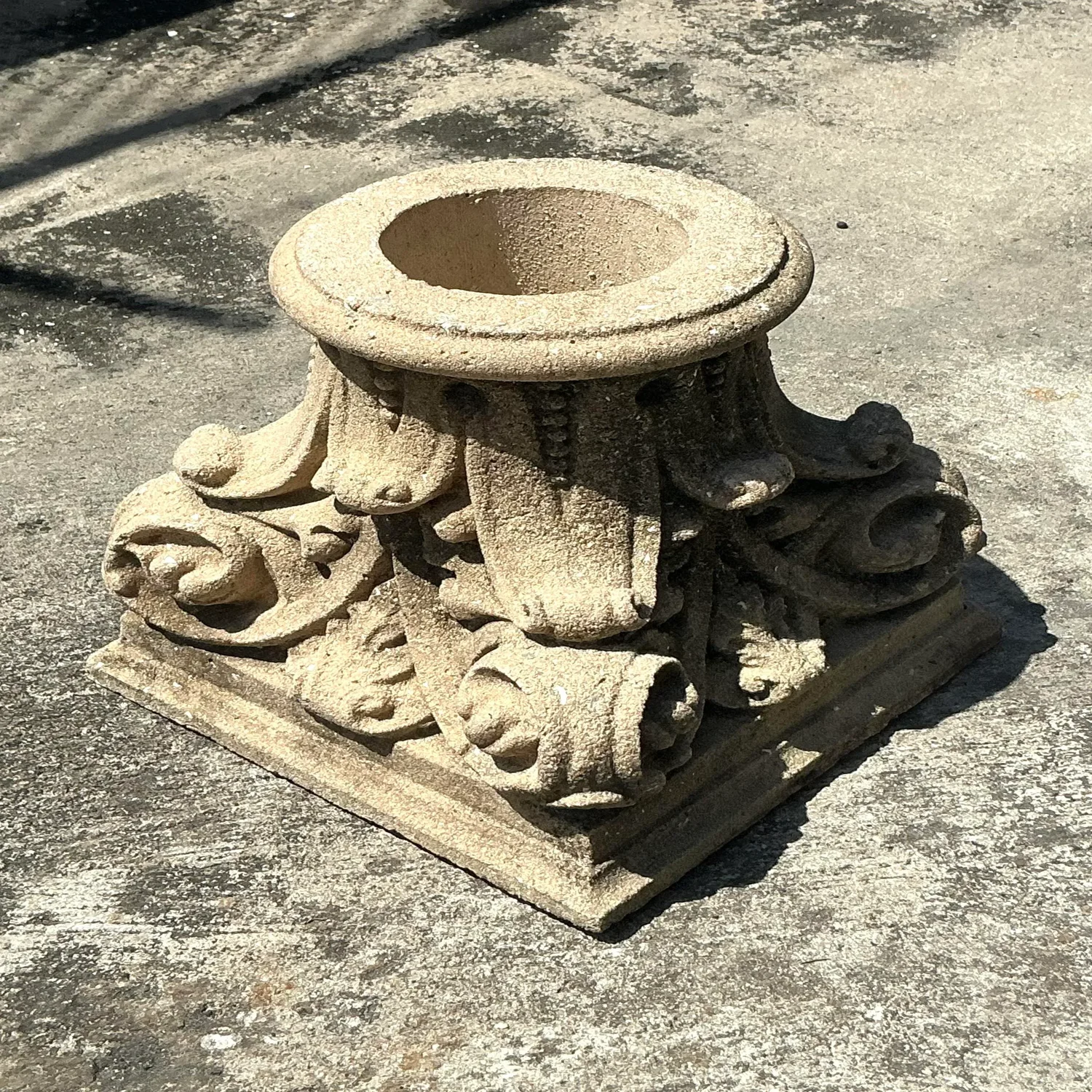 Vintage Regency Large Corinthian Column Pedestal - Top view