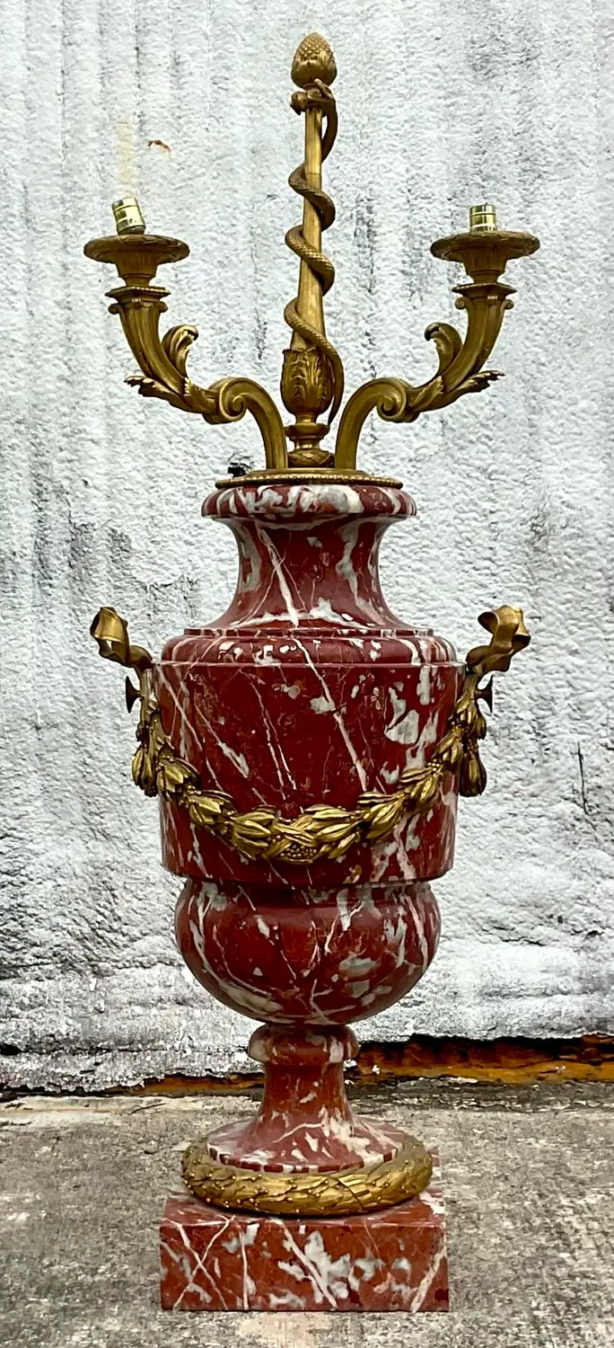 Vintage Regency Marble Palace Urn Floor Lamp - Back view