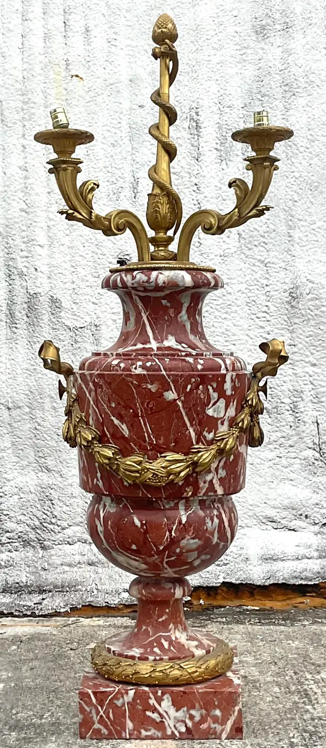 Vintage Regency Marble Palace Urn Floor Lamp - Top view