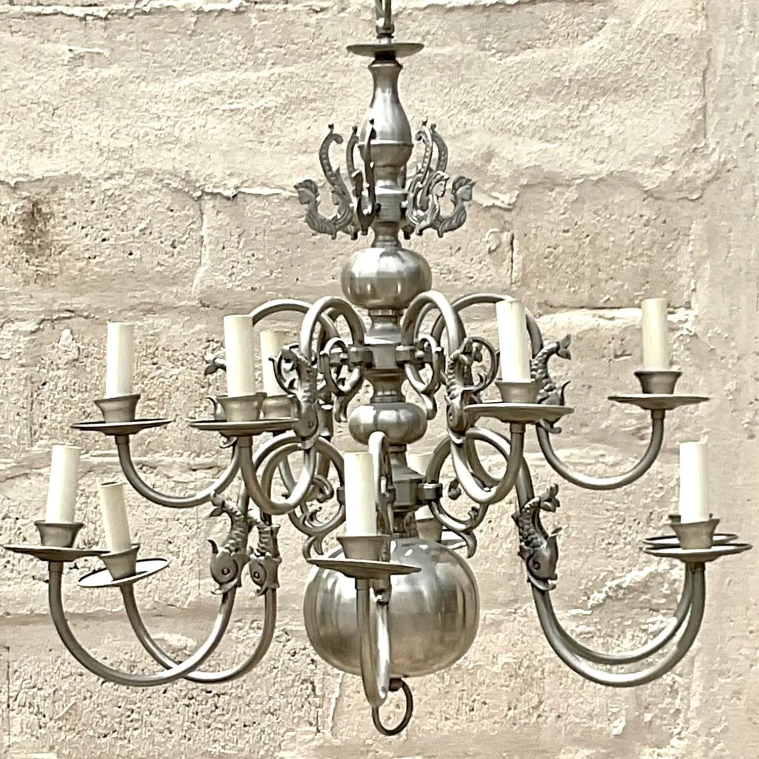 Vintage Regency Mermaid Dutch Boy Chandelier - Side view