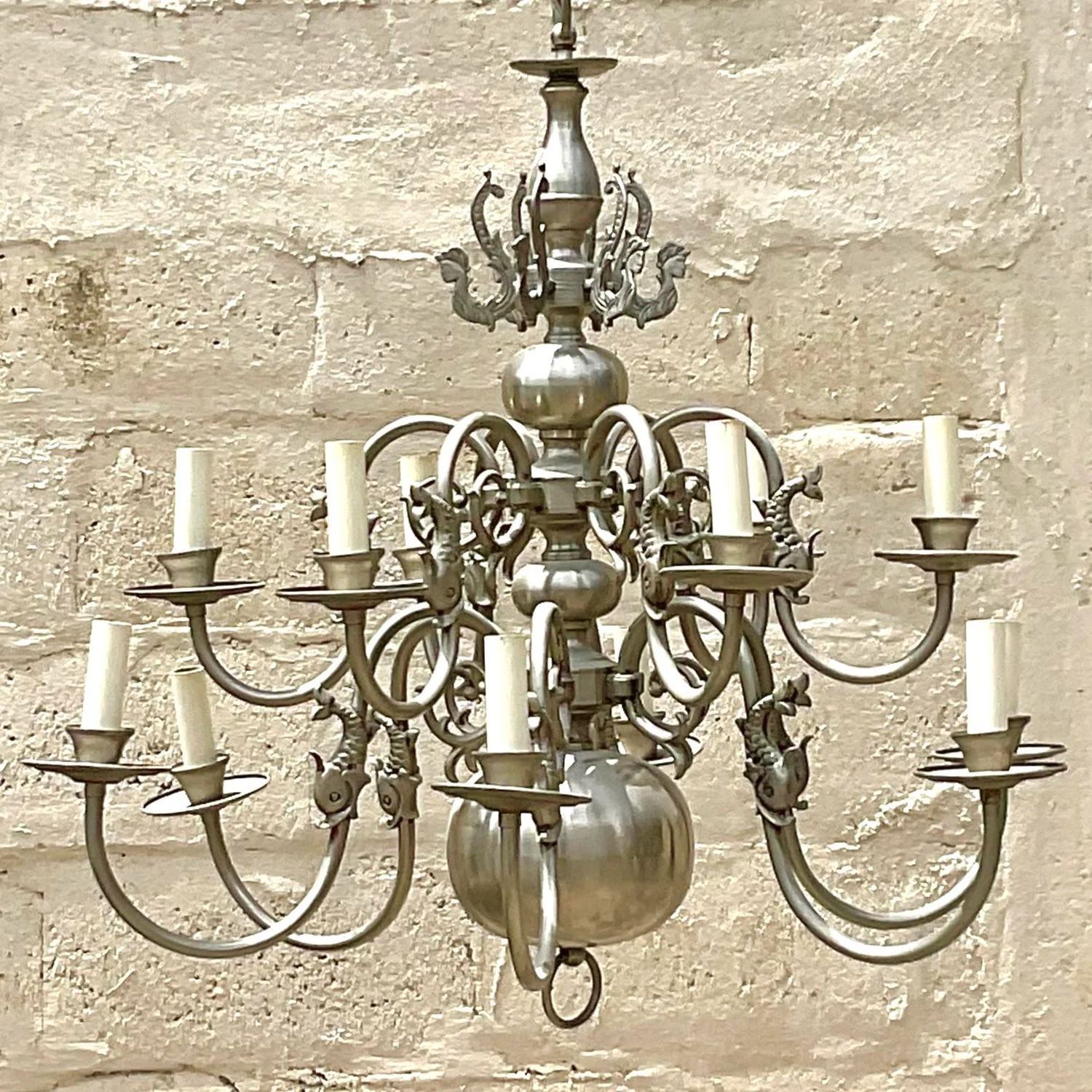 Vintage Regency Mermaid Dutch Boy Chandelier - Top view