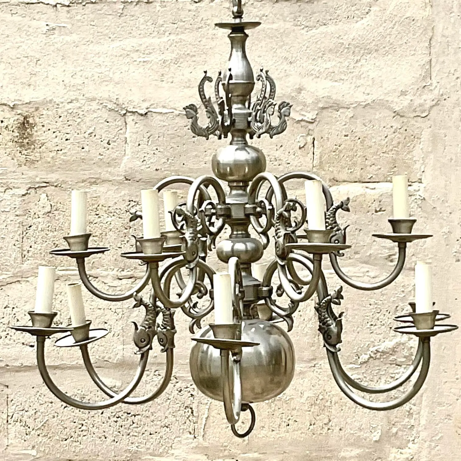 Vintage Regency Mermaid Dutch Boy Chandelier - Detail view
