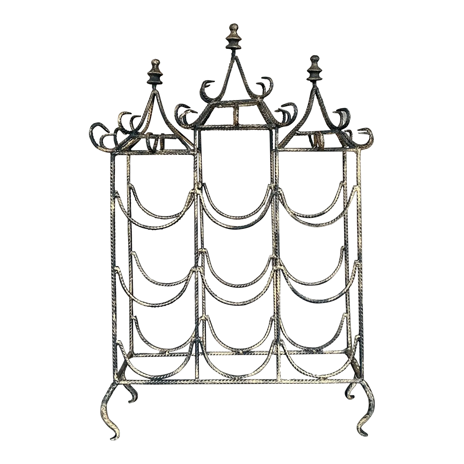 Vintage Regency Metal Pagoda Wine Rack - Detail view