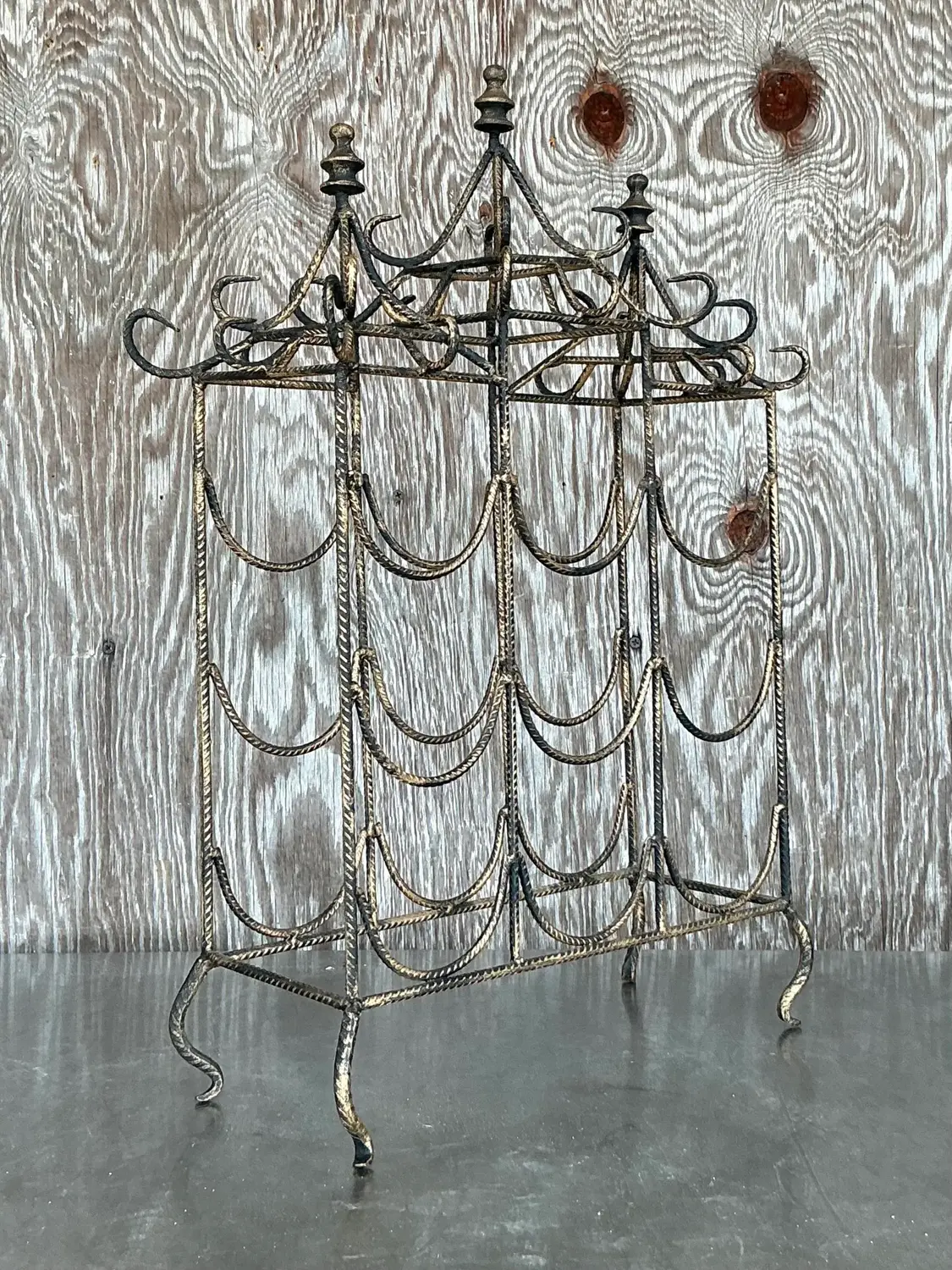 Vintage Regency Metal Pagoda Wine Rack - Back view