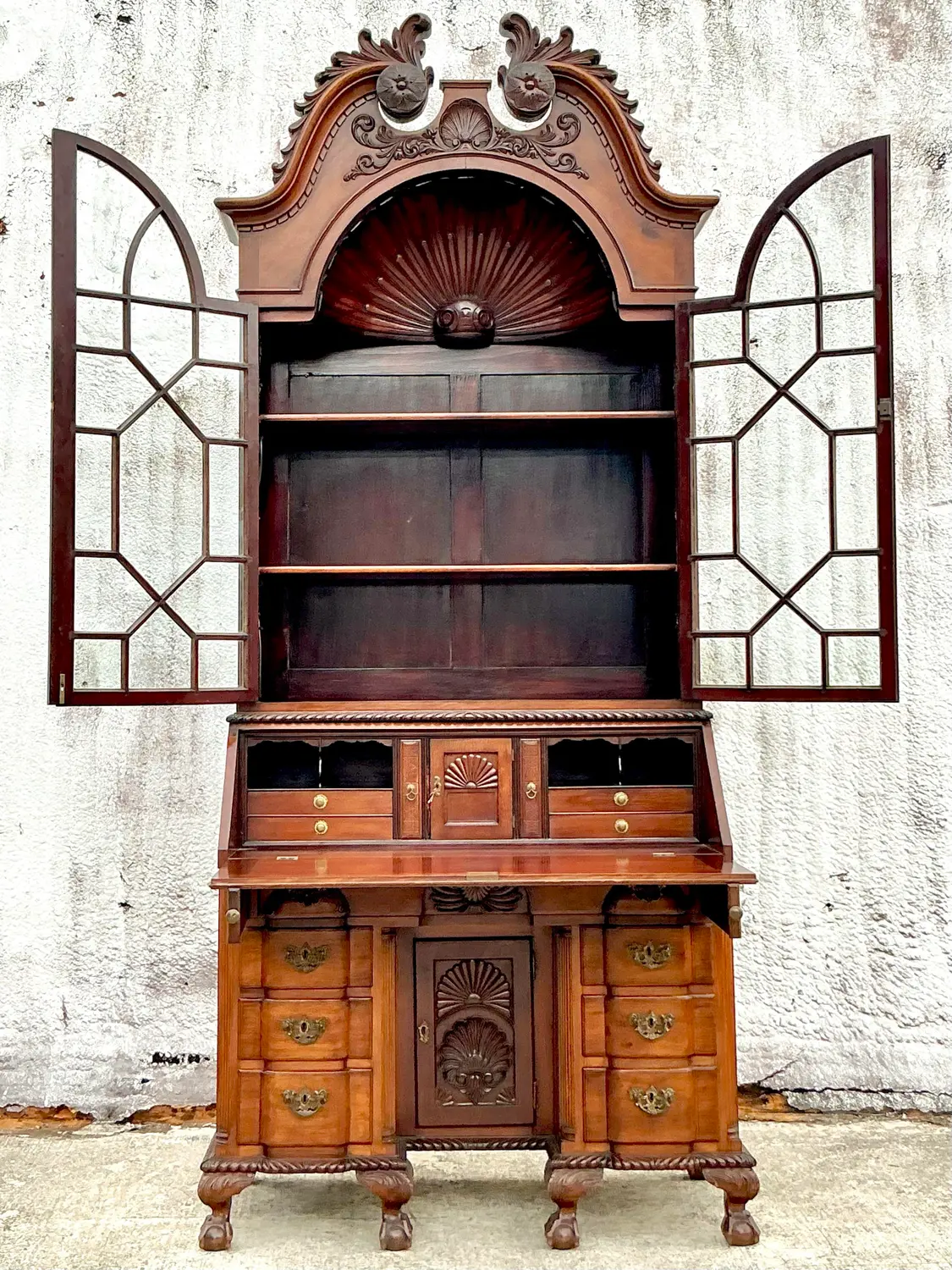 Vintage Regency Monumental Carved Georgian Secretary Desk - Top view