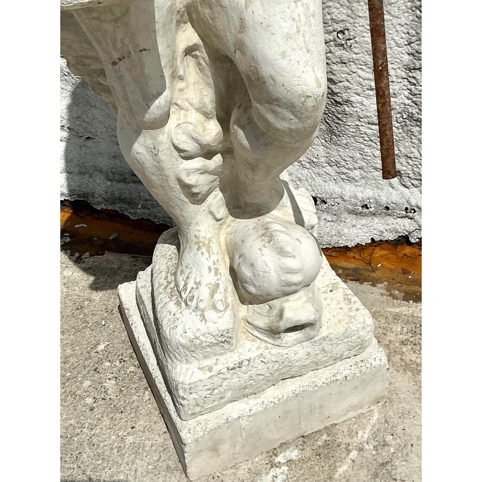 Vintage Regency Monumental Cast Concrete Statue of Neptune - Top view