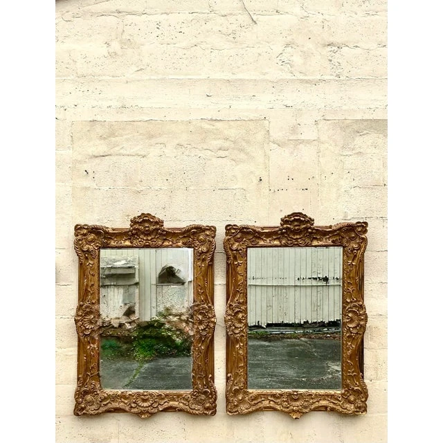 Vintage Regency Monumental Gilt Mirrors - a Pair - Side view