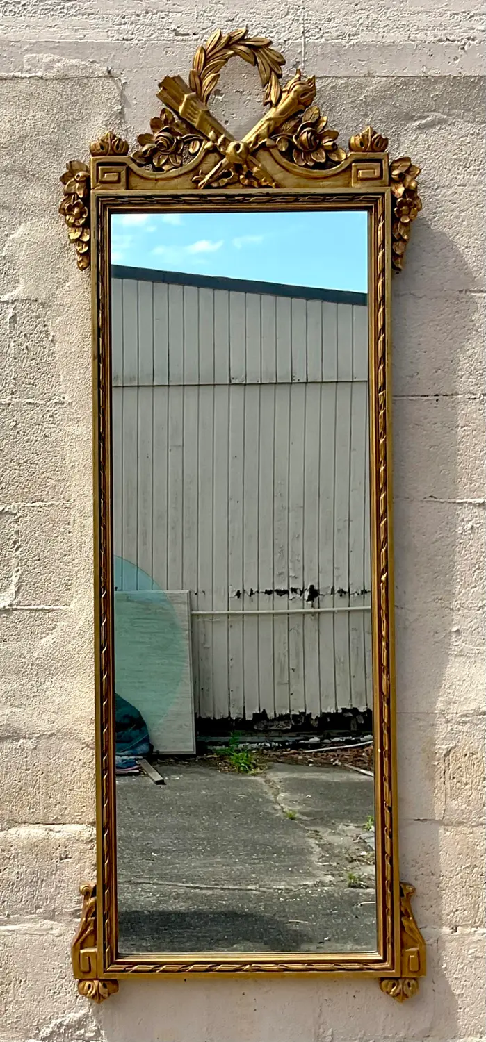 Vintage Regency Monumental Greek Key Gilt Mirror - Detail view