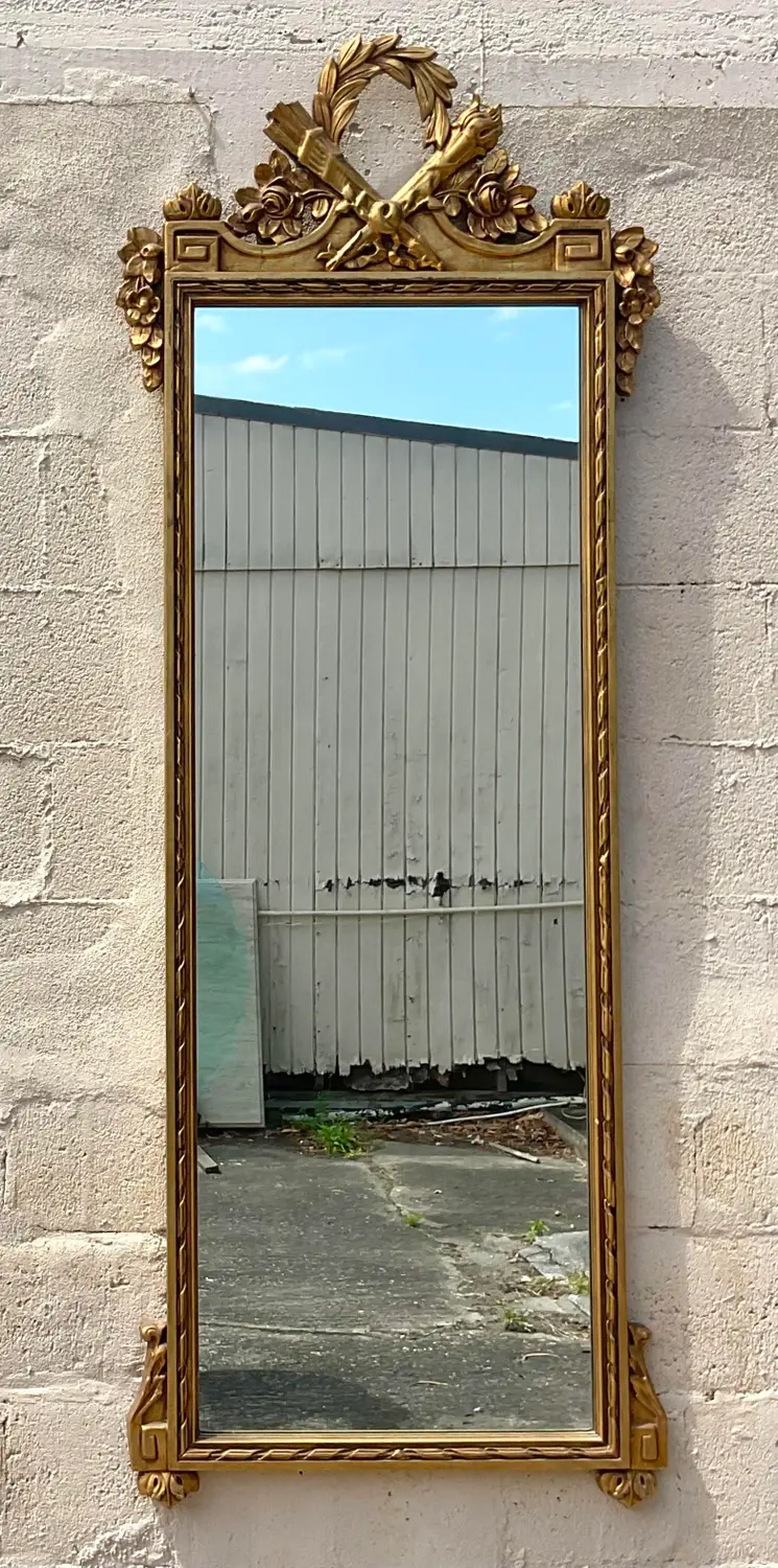 Vintage Regency Monumental Greek Key Gilt Mirror - Side view