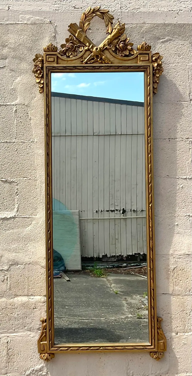 Vintage Regency Monumental Greek Key Gilt Mirror - Back view