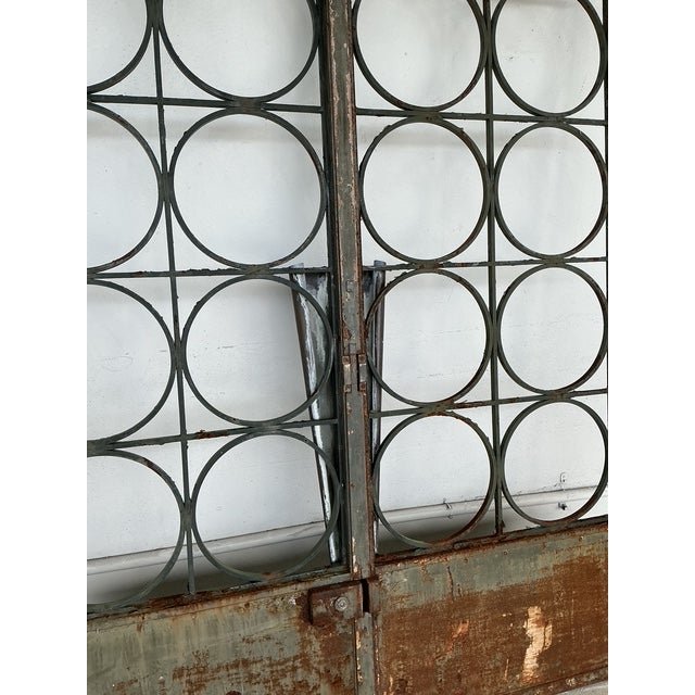 Vintage Regency Monumental Heavily Patinated Iron and Bronze Gates - Set of 2 - Back view