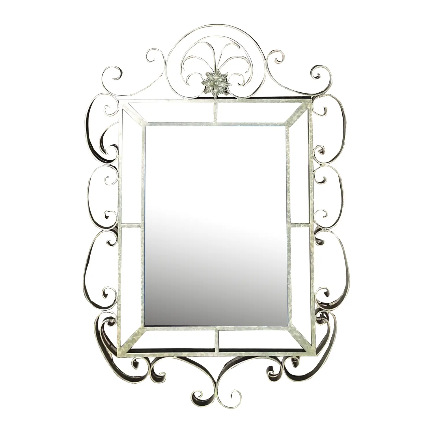 Vintage Regency Monumental Wrought Iron Mirror