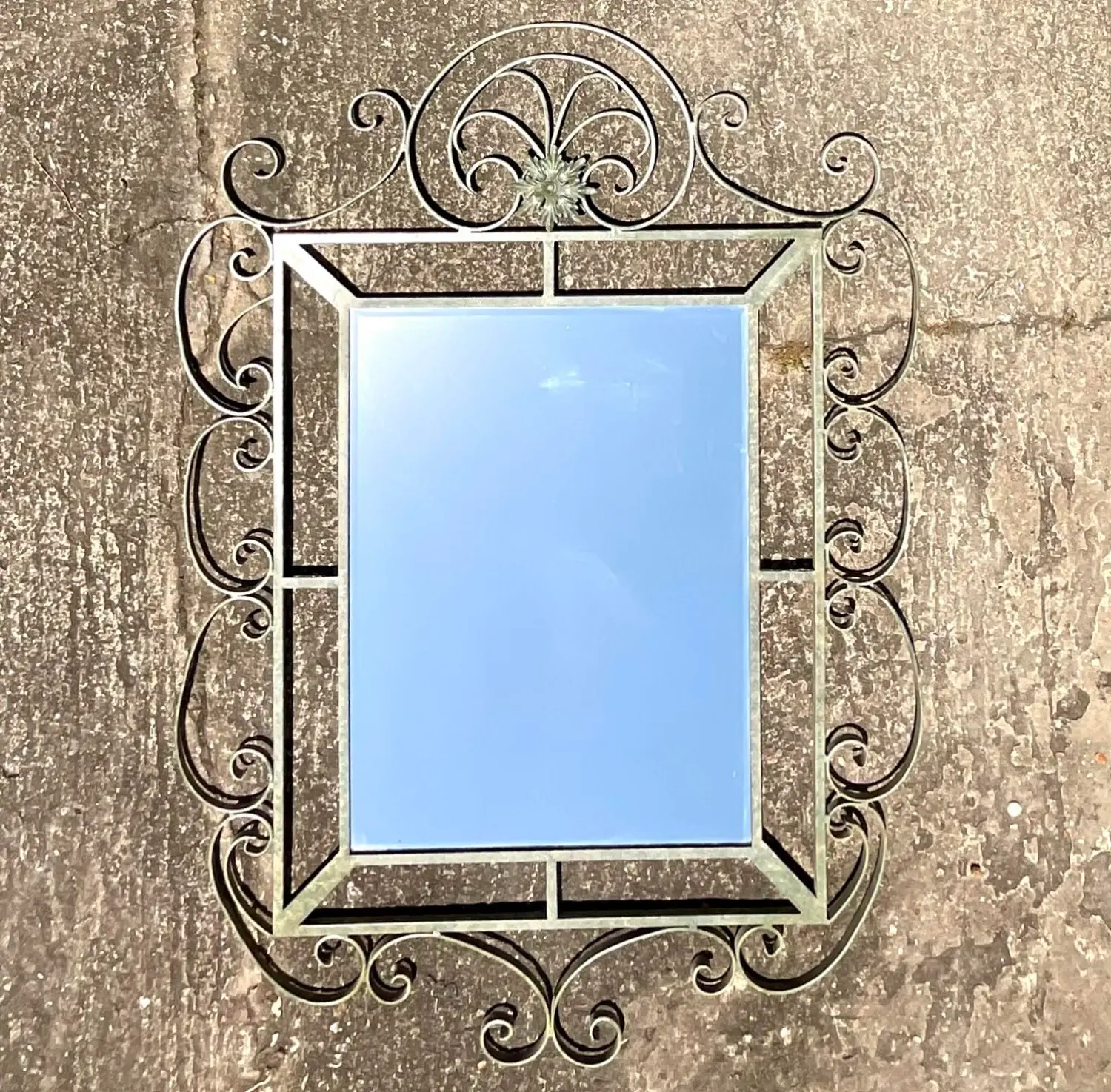 Vintage Regency Monumental Wrought Iron Mirror - Side view