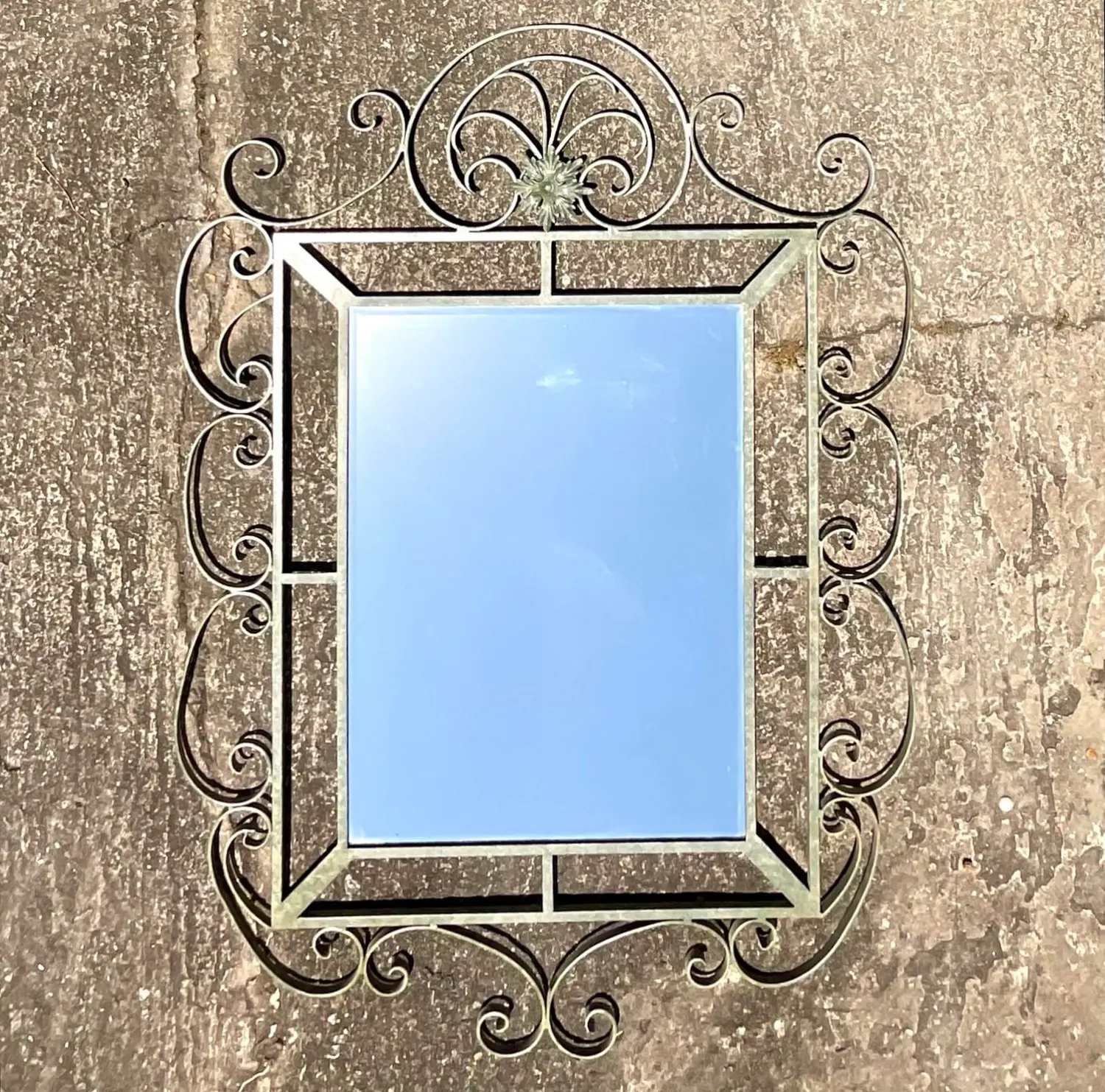 Vintage Regency Monumental Wrought Iron Mirror - Back view