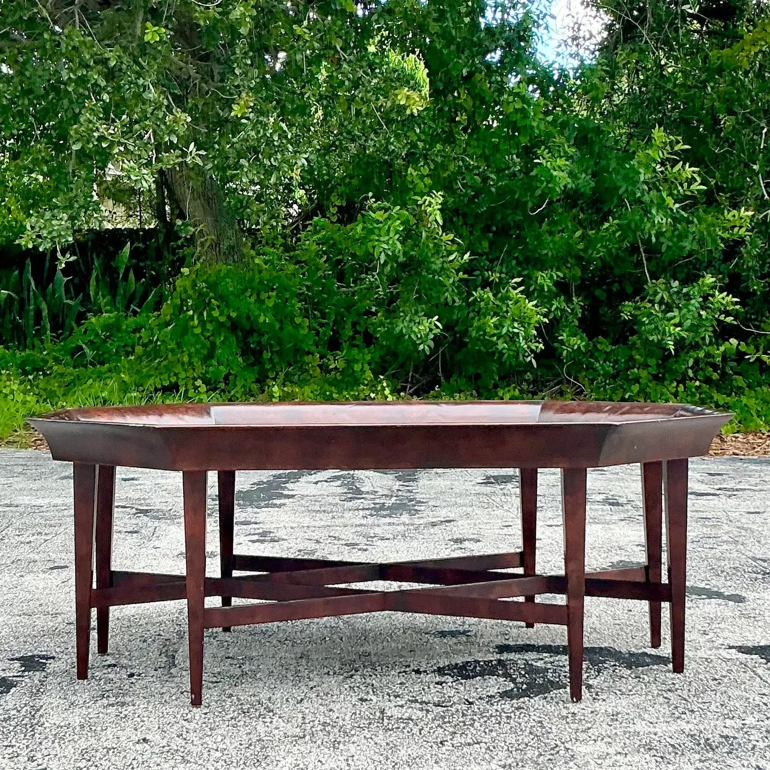 Vintage Regency Octagonal Inlaid Coffee Table - Top view