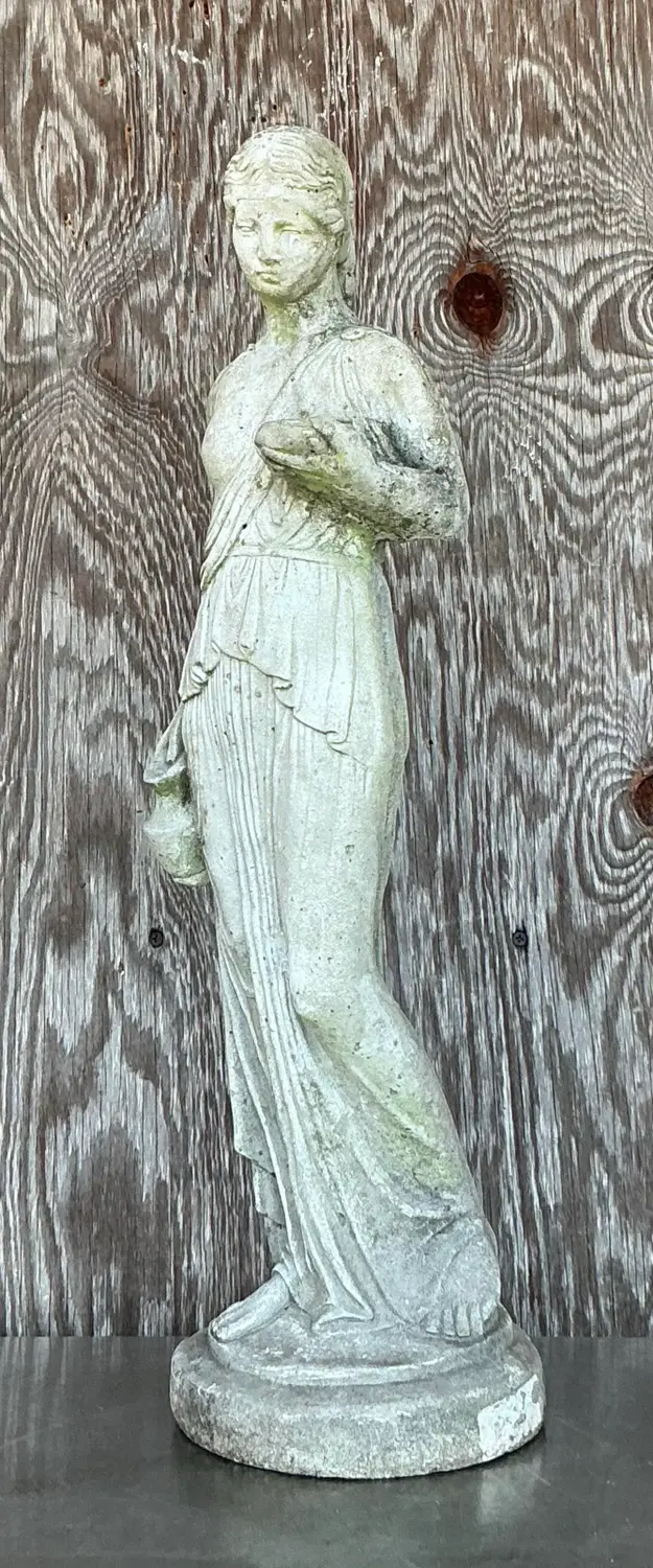 Vintage Regency Patinated Cast Cement Water Carrier - Top view