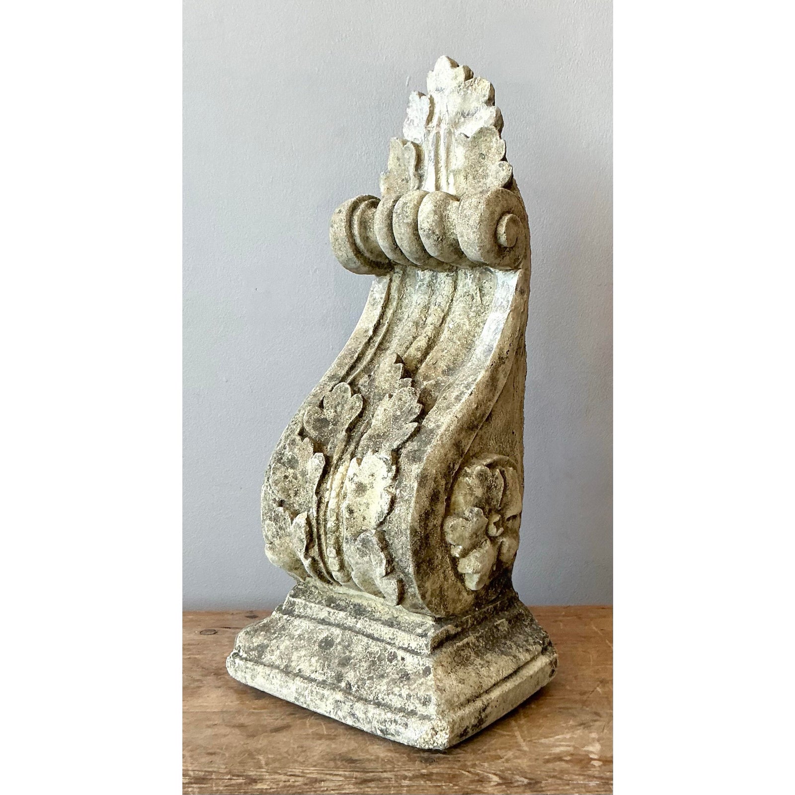 Vintage Regency Patinated Cast Concrete Architectural Bracket - Top view