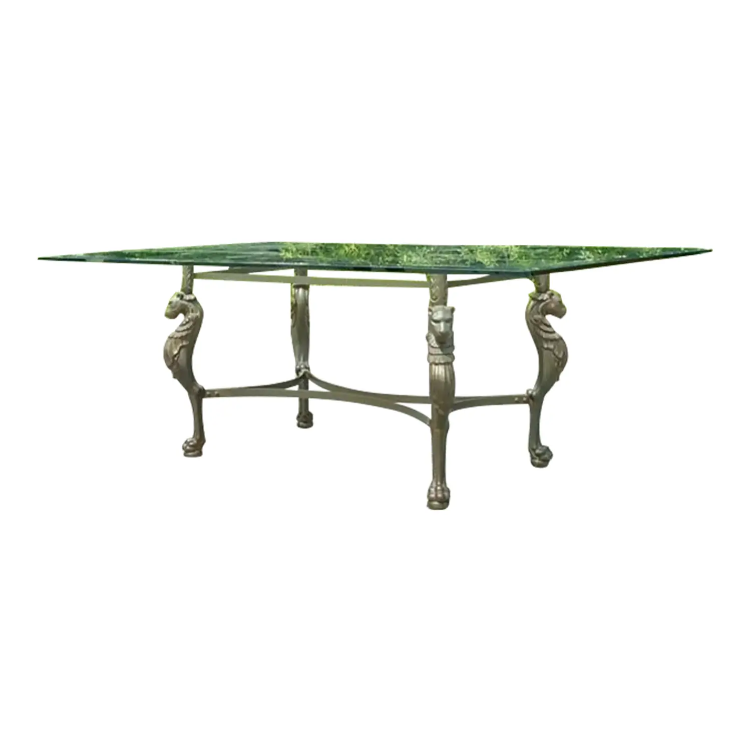 Vintage Regency Patinated Cast Steel Tiger Dining Table