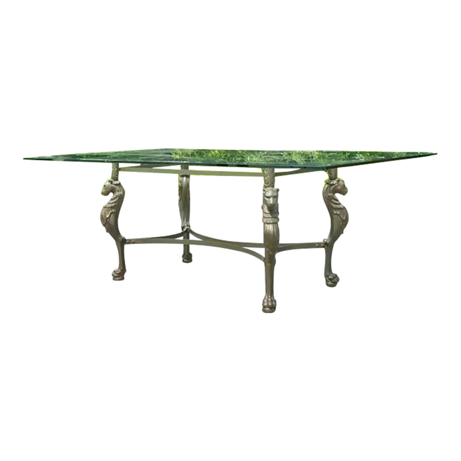 Vintage Regency Patinated Cast Steel Tiger Dining Table - Detail view