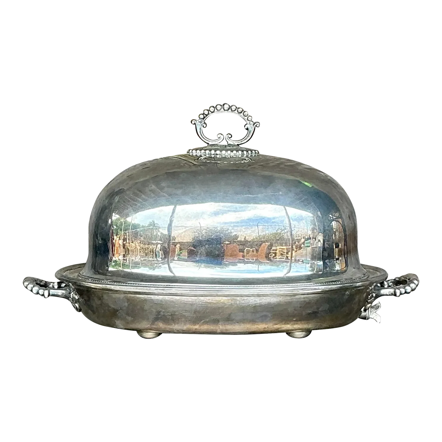 Vintage Regency Plate Dome Warming Tray - Detail view