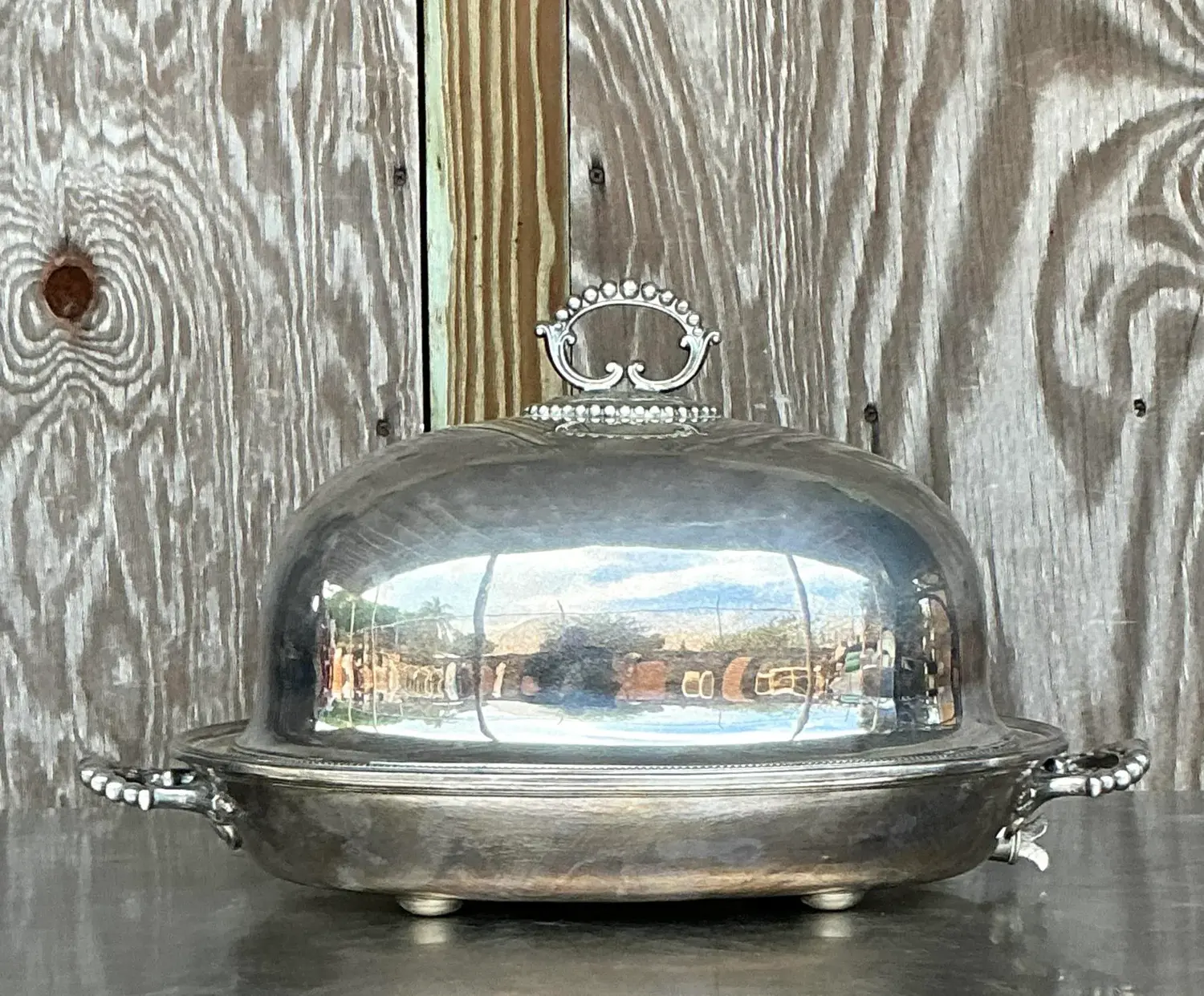 Vintage Regency Plate Dome Warming Tray - Top view