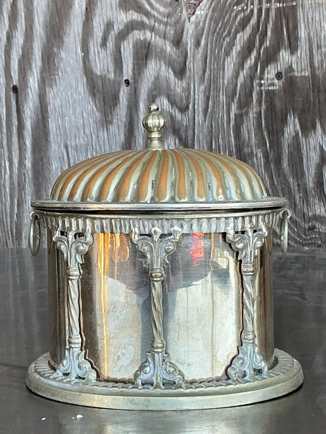 Vintage Regency Plated Biscuit Box - Back view