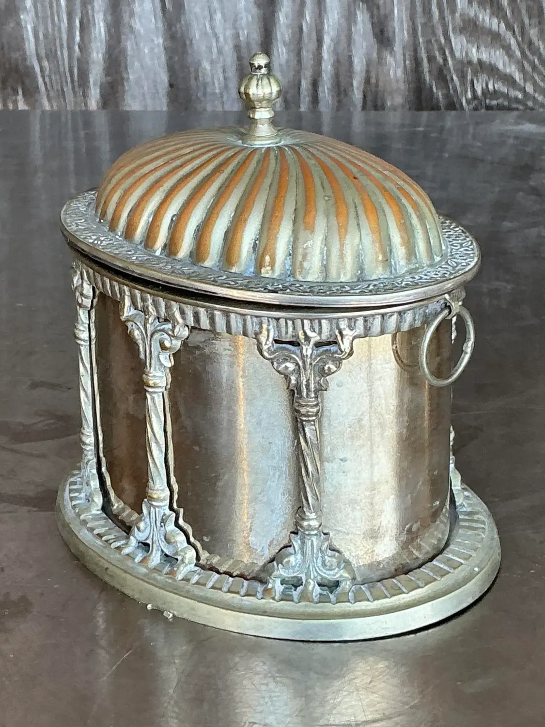 Vintage Regency Plated Biscuit Box - Top view