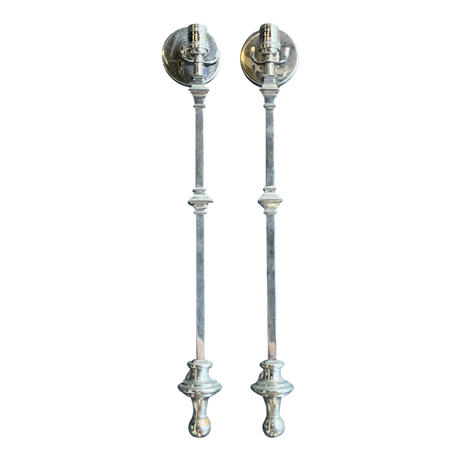 Vintage Regency Polished Chrome Wall Sconce - A Pair