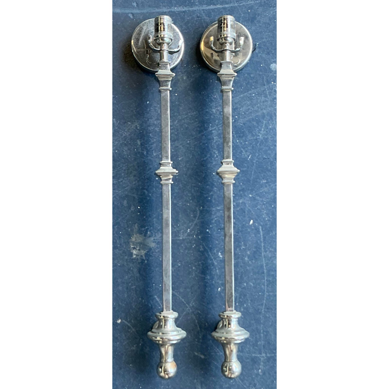 Vintage Regency Polished Chrome Wall Sconce - A Pair - Detail view